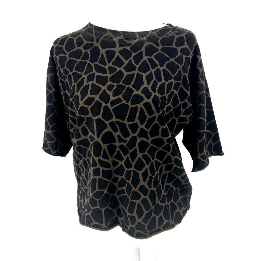 NATION LTD Giraffe Print Tee Shirt Women's Size XS Cotton Los Angeles EUC
